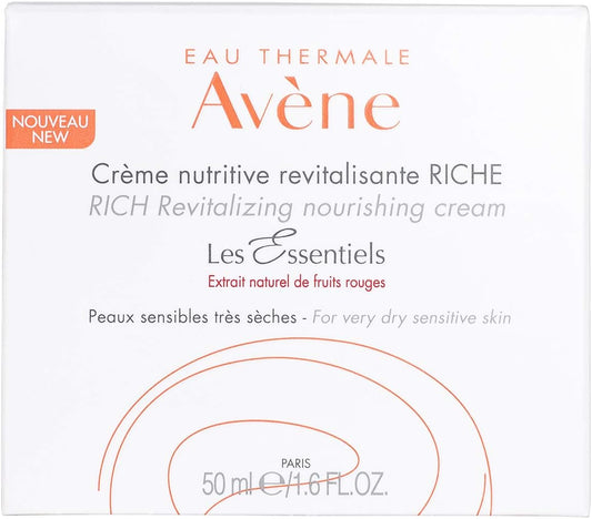 Eau Thermale Avene RICH Revitalizing Nourishing Cream, Ultra Nourishing Face Moisturizer, Red Fruit Extract, Antioxidant Protection, Non-comedogenic, 50 ml