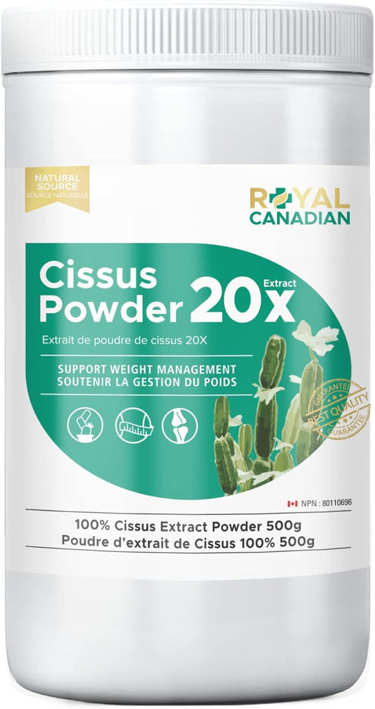 100% Cissus Powder 20X Extract, Cissus Quadrangularis, Appetite Control, Enhanced Recovery, Weight Loss Support by Royal Canadian, 500g