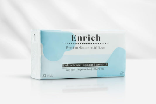 The Nice Bum Enrich Tissues Family Pack | Premium Skincare Facial Tissue | Non-GMO & Vegan | Dust, Fragrance, and Chlorine-Free | Ultra-Strong 3-Ply | 120 Tissues Per Pack