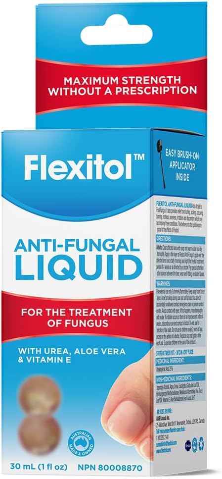 Flexitol 抗真菌液体 - OTC 十一烯酸治疗指甲真菌,有效治疗脚趾甲和手指甲真菌感染(30 毫升)