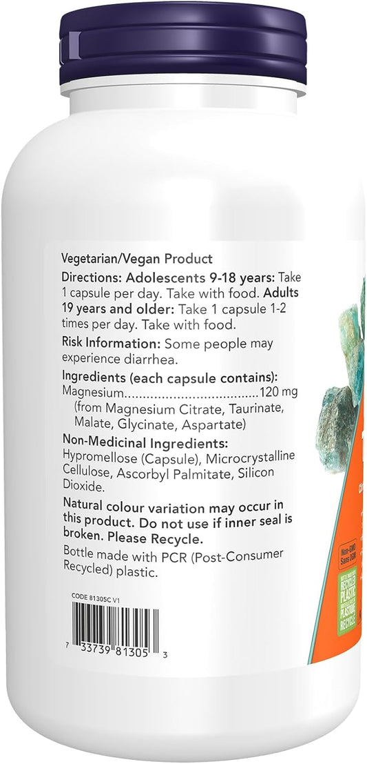 NOW Supplements,鎂轉運蛋白,含 5 種形式的鎂,可達到最佳生物利用度,180 粒素食膠囊