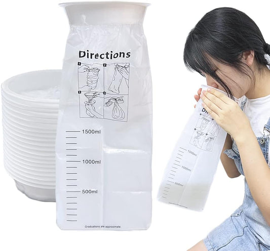 旅行嘔吐袋 - 1500ml 緊急嘔吐嘔吐袋,適用於露營暈車、孕婦、診所、汽車,一次性防臭防漏,20 件