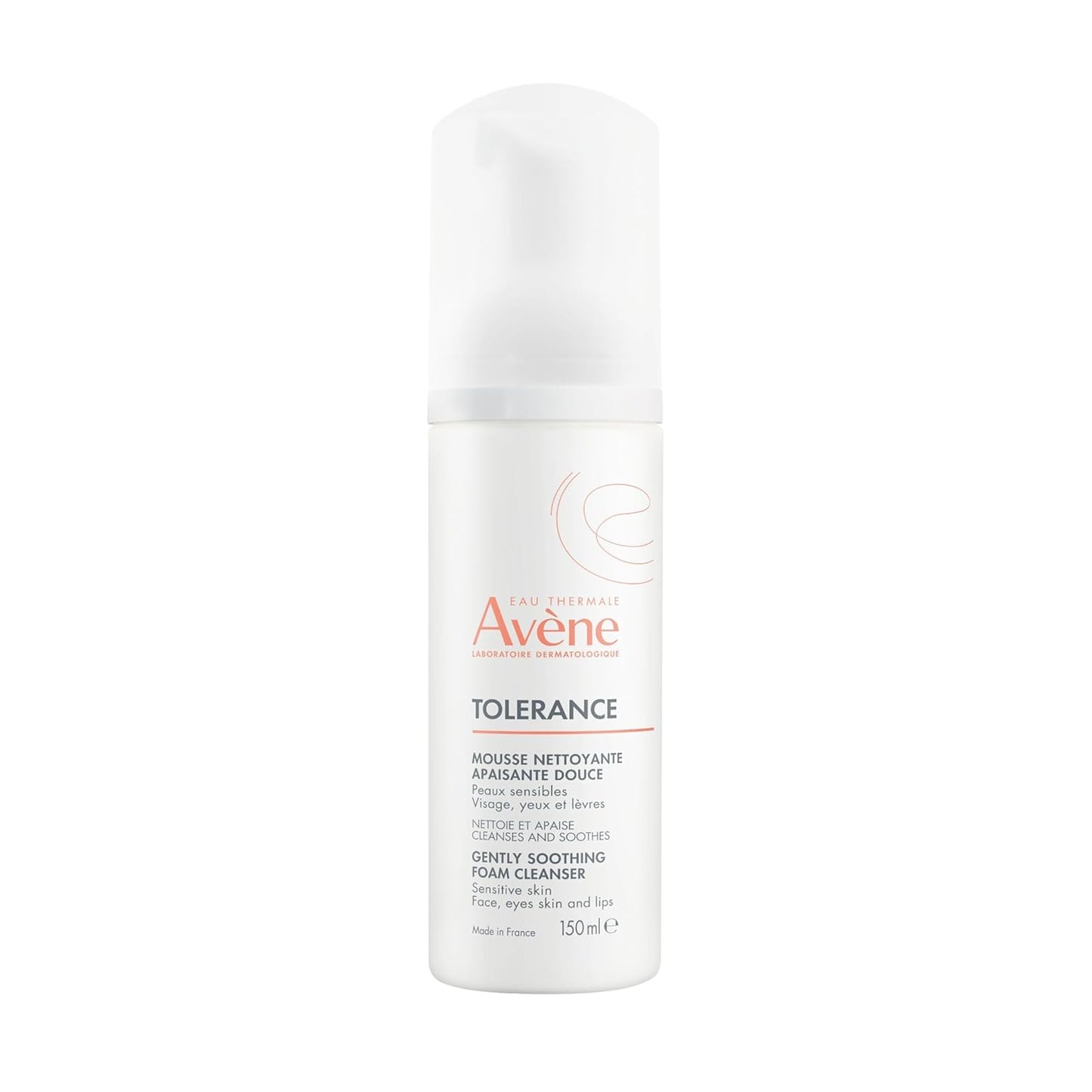 Eau Thermale Avène Tolerance 溫和舒緩泡沫潔面卸妝液,適用於敏感和超敏感肌膚,無香型,150 毫升