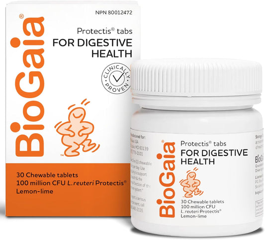 BioGaia Probiotic Chewable Tablets for Digestive Health | Lemon-Lime | 30-Day Supply/Chewable Tablets | For Adults & Kids | Improves Digestive Health | Eases constipation | Prevent episodes of diarrhea