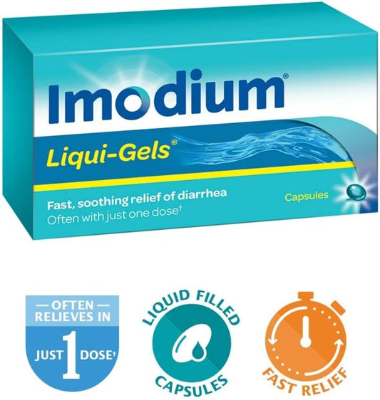 易蒙停液體膠囊 - 快速緩解腹瀉 - 鹽酸洛哌丁胺 - 止瀉藥 - 60粒液體膠囊,2毫克