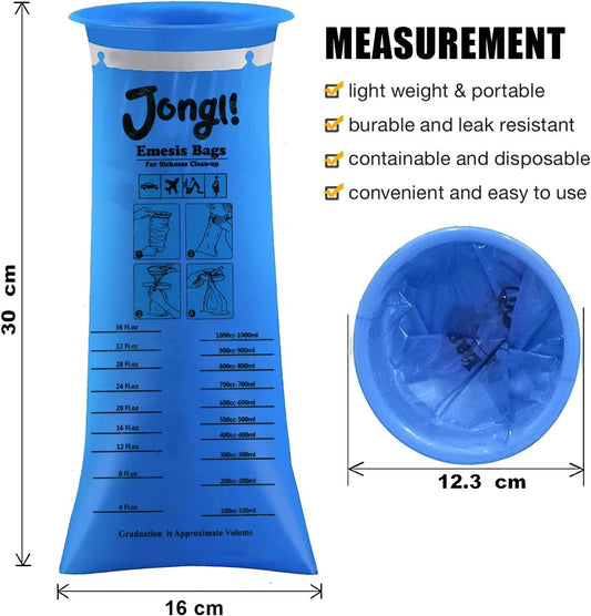 JONGLI Disposable Vomit Bags 24 Pack, Non-Transparent Disposable Barf Bag, Throw Up & Emesis Bag for Travel Sickness, Car, Taxi, Aircraft, 1000ml