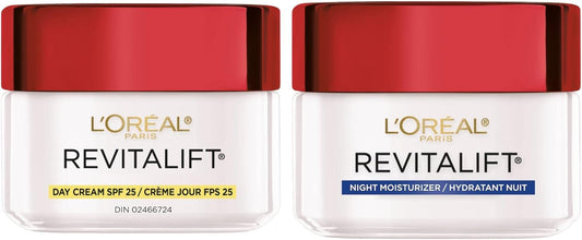 L'Oréal Paris Pro-Retinol + Centella Asiatica SPF 25 Day Cream + Night Cream Kit, Moisturizers for Face, Revitalift, Fights look of wrinkles, Firms Skin, Resist look of Signs of Aging, Skincare - 2-Count, 2x 50 ml