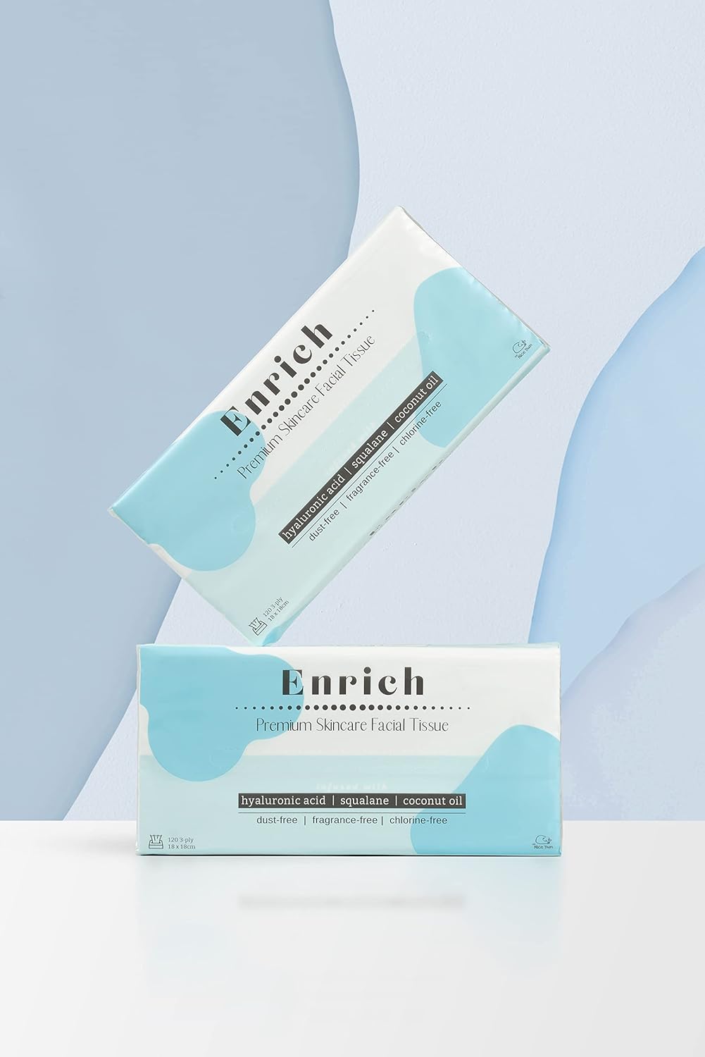 The Nice Bum Enrich Tissues Family Pack | Premium Skincare Facial Tissue | Non-GMO & Vegan | Dust, Fragrance, and Chlorine-Free | Ultra-Strong 3-Ply | 120 Tissues Per Pack