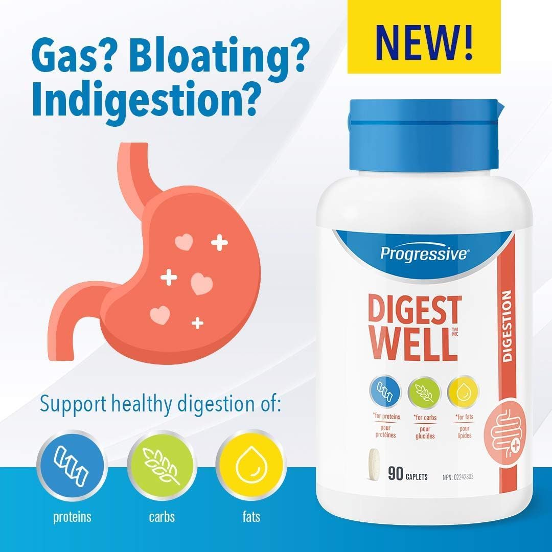 Progressive Digest Well, 90 Capsules | for Healthy Digestion 90 count