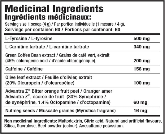 Mammoth Burn Tropical Fruit Blast, Weight Loss Drink-Powder, Fat Burning & Energy Powder, Metabolism & Mood Booster, Thermogenic Shredding Supplement, 60 Serve