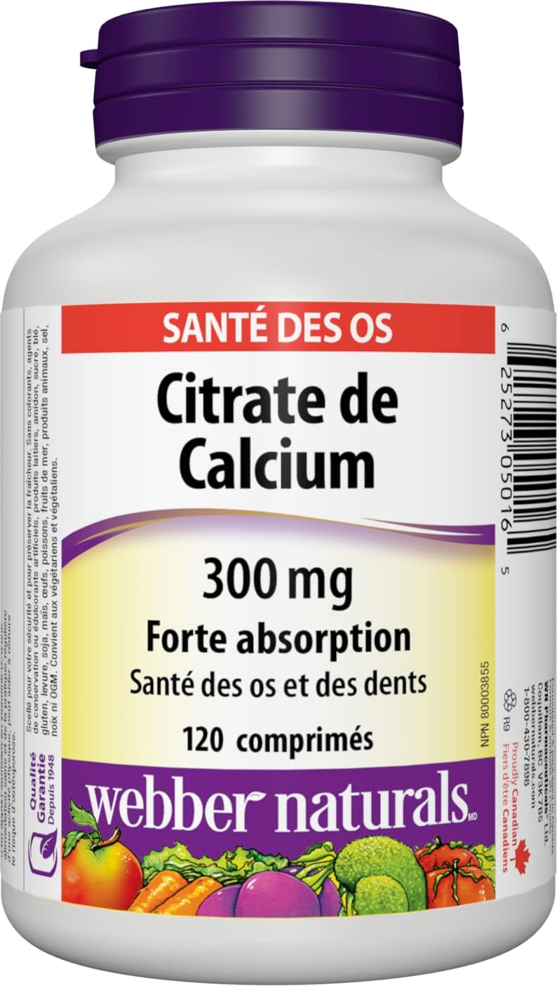 Webber Naturals 檸檬酸鈣,120 片,高吸收率,有助於支持骨骼和牙齒,純素