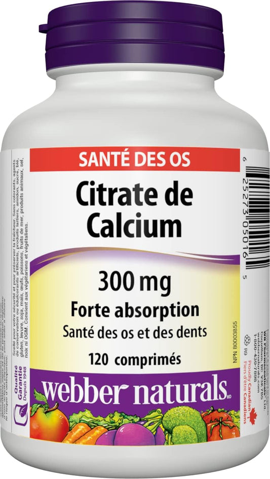Webber Naturals 檸檬酸鈣,120 片,高吸收率,有助於支持骨骼和牙齒,純素