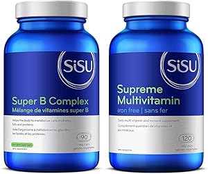 SISU 超级 B 族复合维生素,90 粒素食胶囊 - 完整 B 族复合维生素加胆碱和高级复合维生素 120 VC