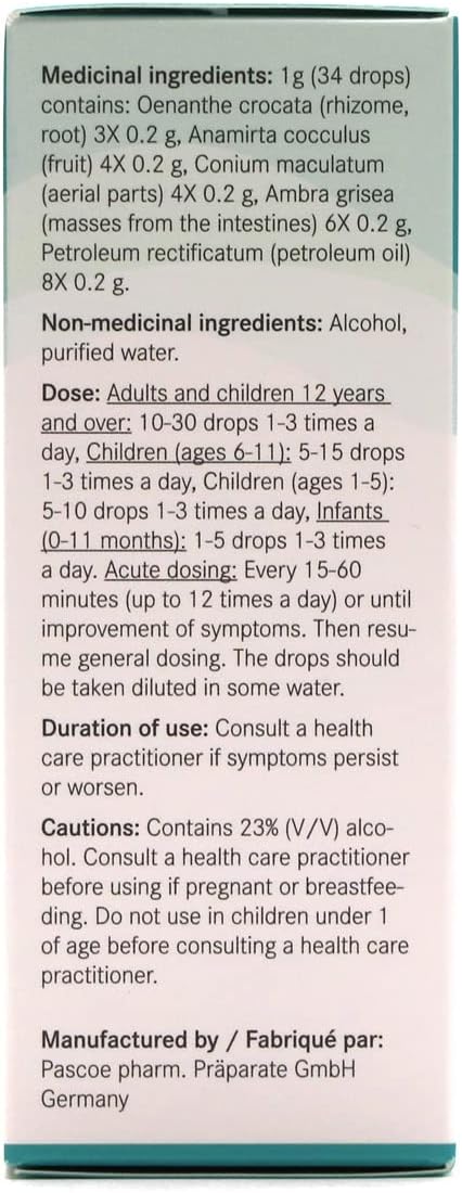 Pascoe – Vertigopas – 50毫升口服滴剂 – 缓解头晕和眩晕的顺势疗法 – 帮助缓解旅行/晕动病症状 – 水芹、Anamirta Cocculus、毒参、Ambra Grisea