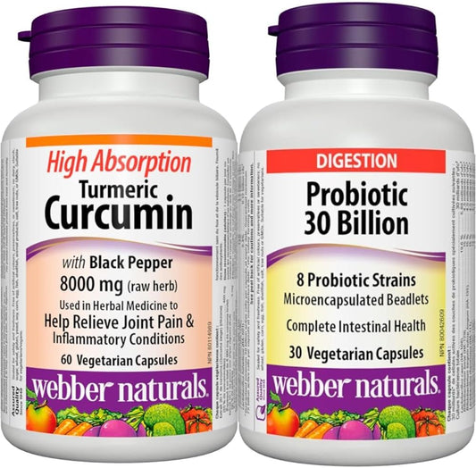 Webber Naturals 姜黄素 + 益生菌 300 亿套装