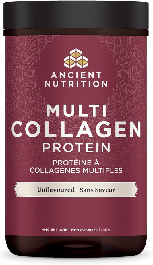Ancient Nutrition 多胶原蛋白粉 - 无味,由 Josh Axe 博士配制,4 种来源,5 种胶原蛋白,235 克