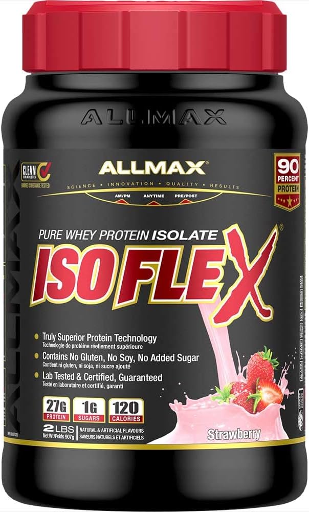 ALLMAX Nutrition, Isoflex 100% 超纯乳清分离蛋白,香草味,2 磅,生莓味,2 磅