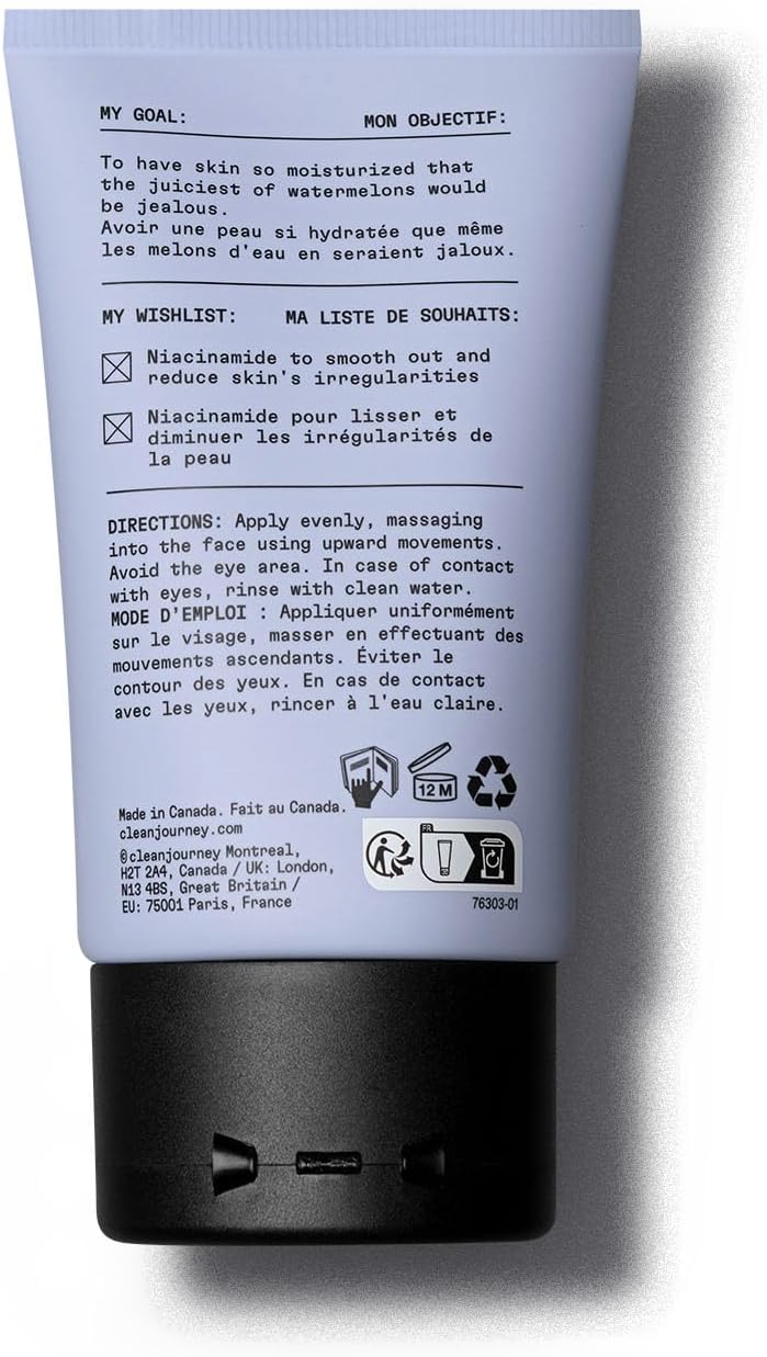cleanjourney Blemish Face Moisturizer, Niacinamide & Zinc PCA, Made in Canada, Revitalizes & Smoothes the Skin, Lightweight Gel Face Cream, EWG Verified, Fragrance-Free, Dermatologically Tested, 50 mL