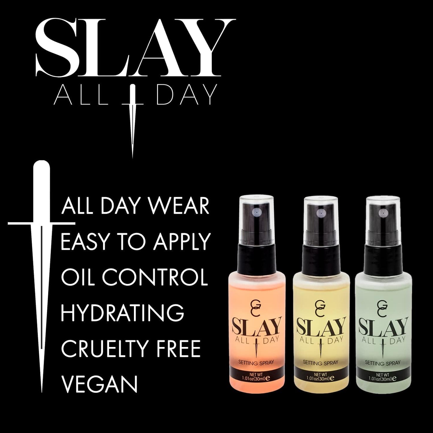 Gerard Cosmetics Gerard Cosmetic Slay All Day Setting Spray - Garden Party Set 1.01oz Peach, 1.01 Lemongrass, 1.01oz Green Tea Women 3 Pc