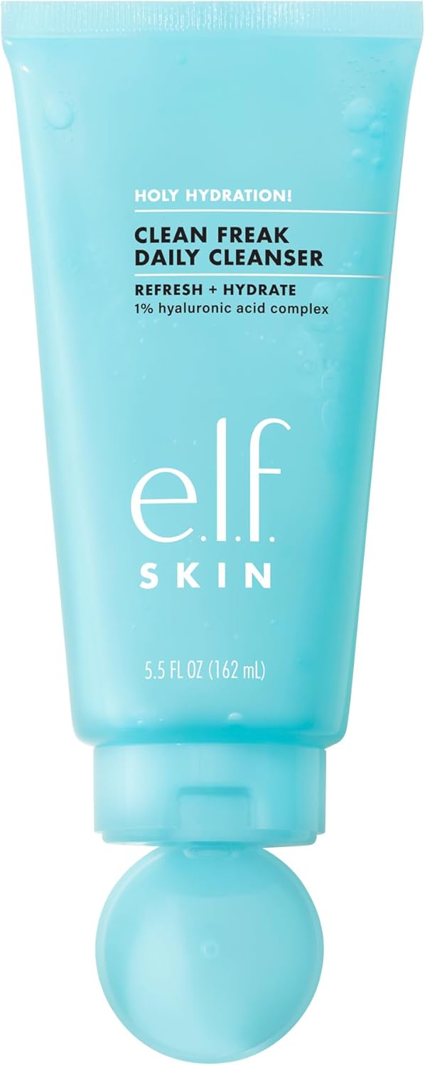 e.l.f. SKIN Holy Hydration! Clean Freak Daily Cleanser, Gentle Hydrating Gel Face Cleanser, Made With Hyaluronic Acid, Vegan & Cruelty-Free, 5.5 fl oz