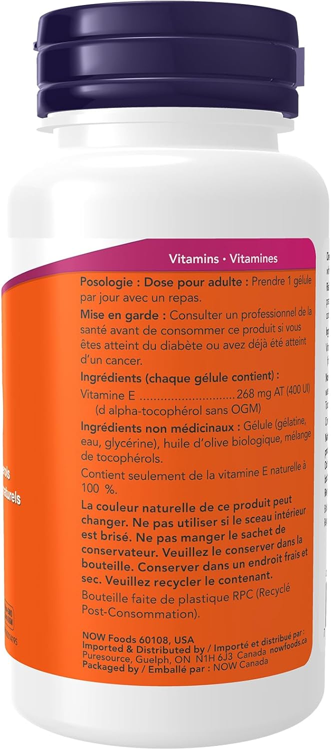 NOW Supplements,维生素 E-400 IU 混合生育酚,抗氧化保护*软胶囊,100 粒