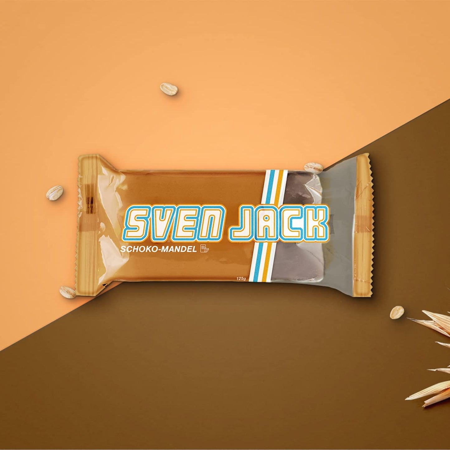SvenJack Vegan Oat Bar Chocolate Almond - 24 × 125g - High‑Fibre, Low‑Sugar, Gluten‑Free Oatmeal Energy Snack with Almonds & Dark Chocolate Coating