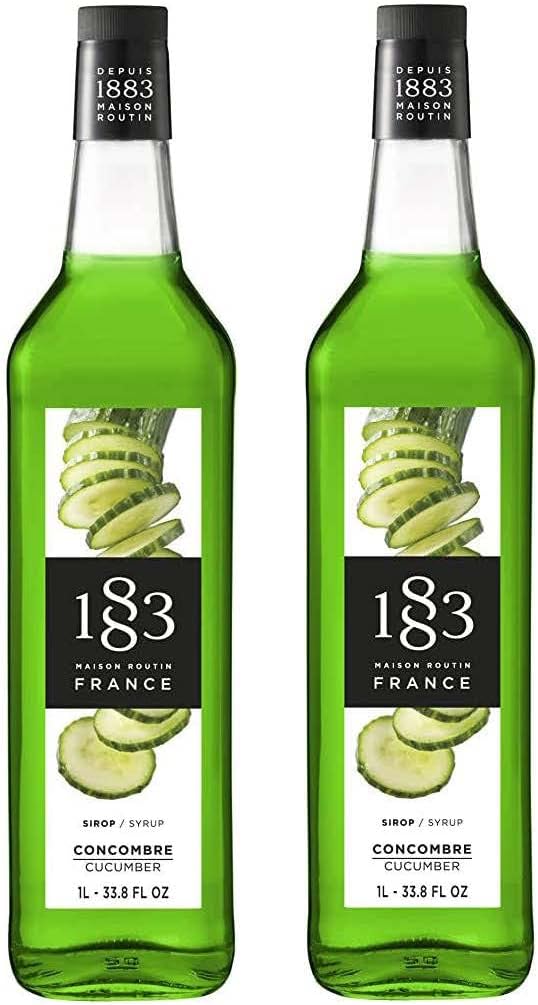 Maison Routin 1883 Cucumber Flavour Syrup, 1L Glass Bottle, 2 Pack