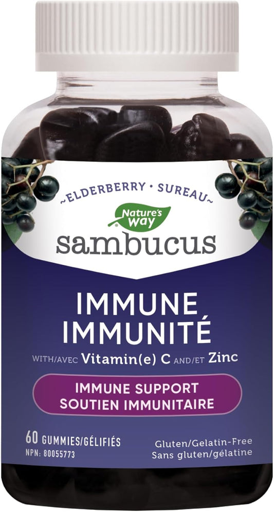 Nature's Way Sambucus Immune Original Cold and Flu Care Elderberry Gummies & Sambucus Elderberry Cold and Flu Care Capsules, 90 Vegetarian Capsules, Non-GMO Project Verified