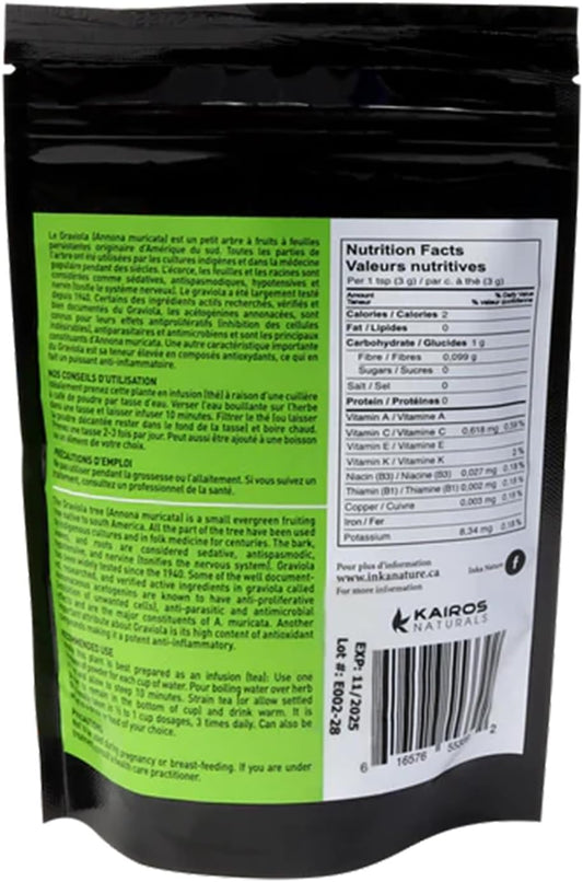 Inka Nature 刺果番荔枝粉補充劑,150 克,50 份,植物性超級食品,含維生素 C 和 E,支持日常健康、平衡能量和健康消化,富含抗氧化劑,純素且非基因