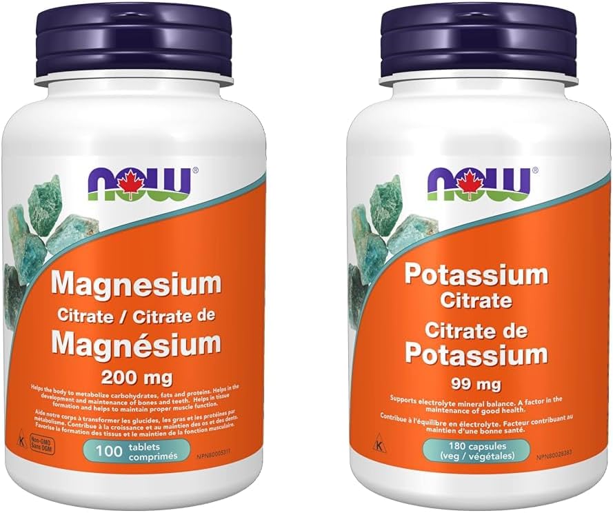 Now Foods 檸檬酸鎂 200 毫克 100 片 & Foods 檸檬酸鉀 99 毫克 180 粒