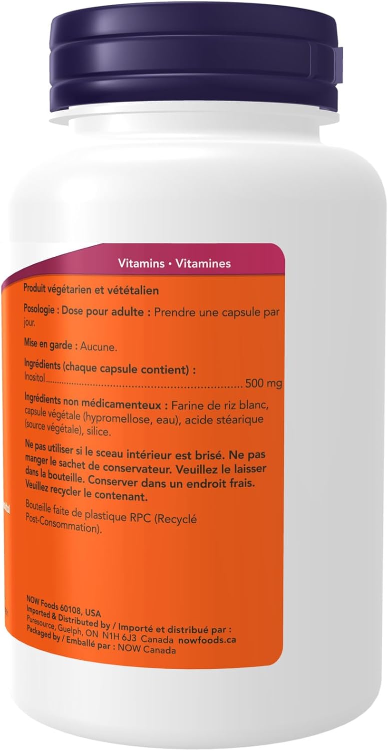 NOW Supplements,肌醇 500 毫克,健康膜功能,细胞健康,100 粒素食胶囊