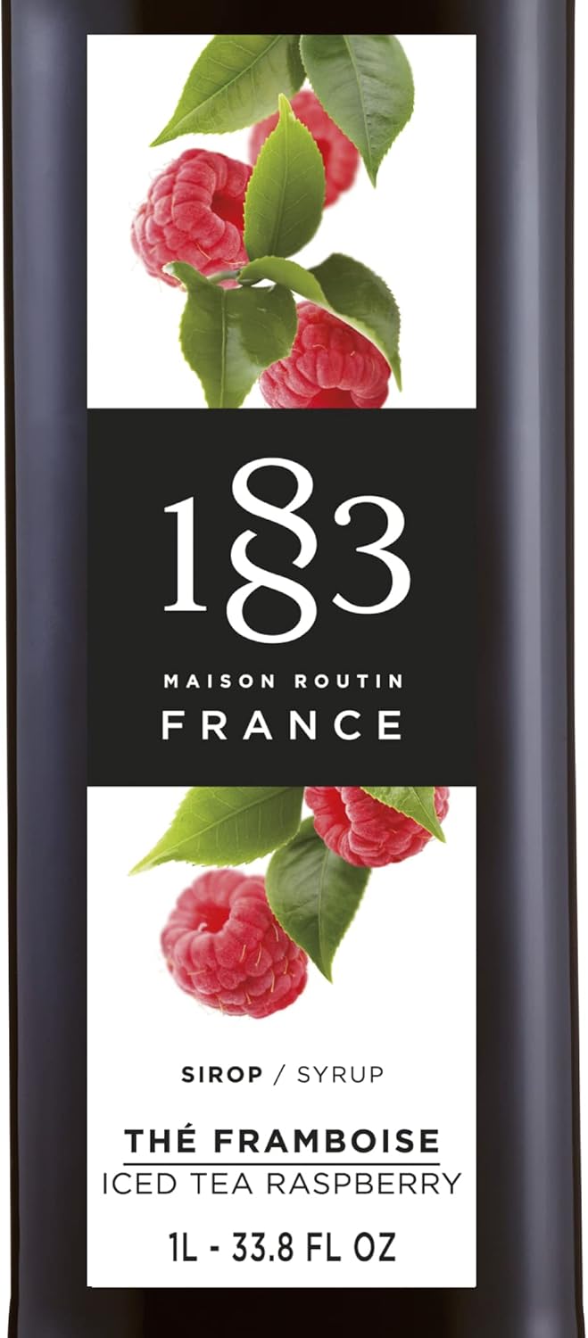 Maison Routin 1883 冰茶覆盆子味糖浆,1L 玻璃瓶,红色