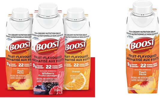 Boost 水果味饮料什锦装,237 毫升,24 支装 & 桃子味水果味饮料,237 毫升,24 支装