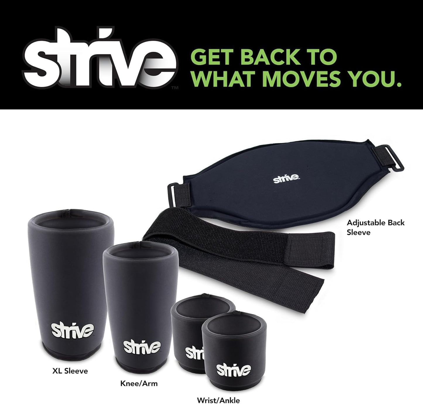 Strive 冷熱療法柔性冰袋壓縮套可重複使用凝膠包,用於膝蓋小腿肘部受傷冷敷