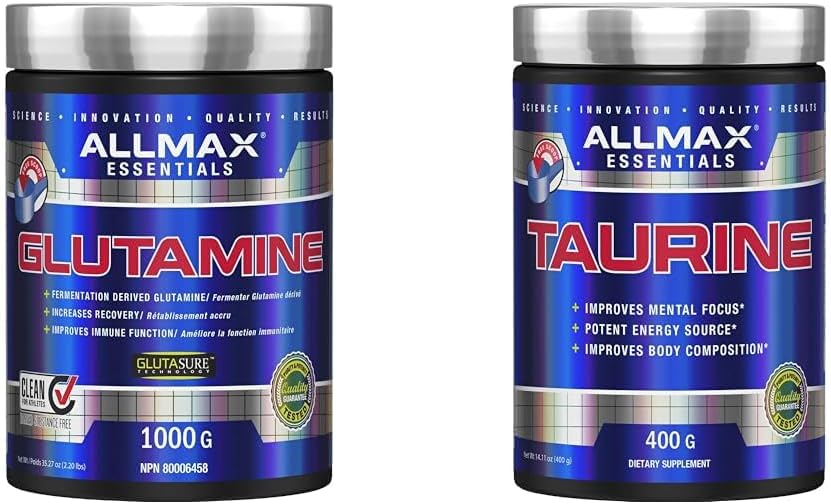 ALLMAX 麩醯胺酸 1000G & 營養 100% 醫藥級最大強度 + 吸收牛磺酸,400g