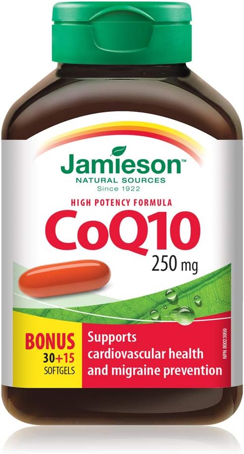 CoQ10 250 毫克超強效 - 輔酶 Q10,非基因改造,無麩質和 Omega-3 精選 1,000 毫克