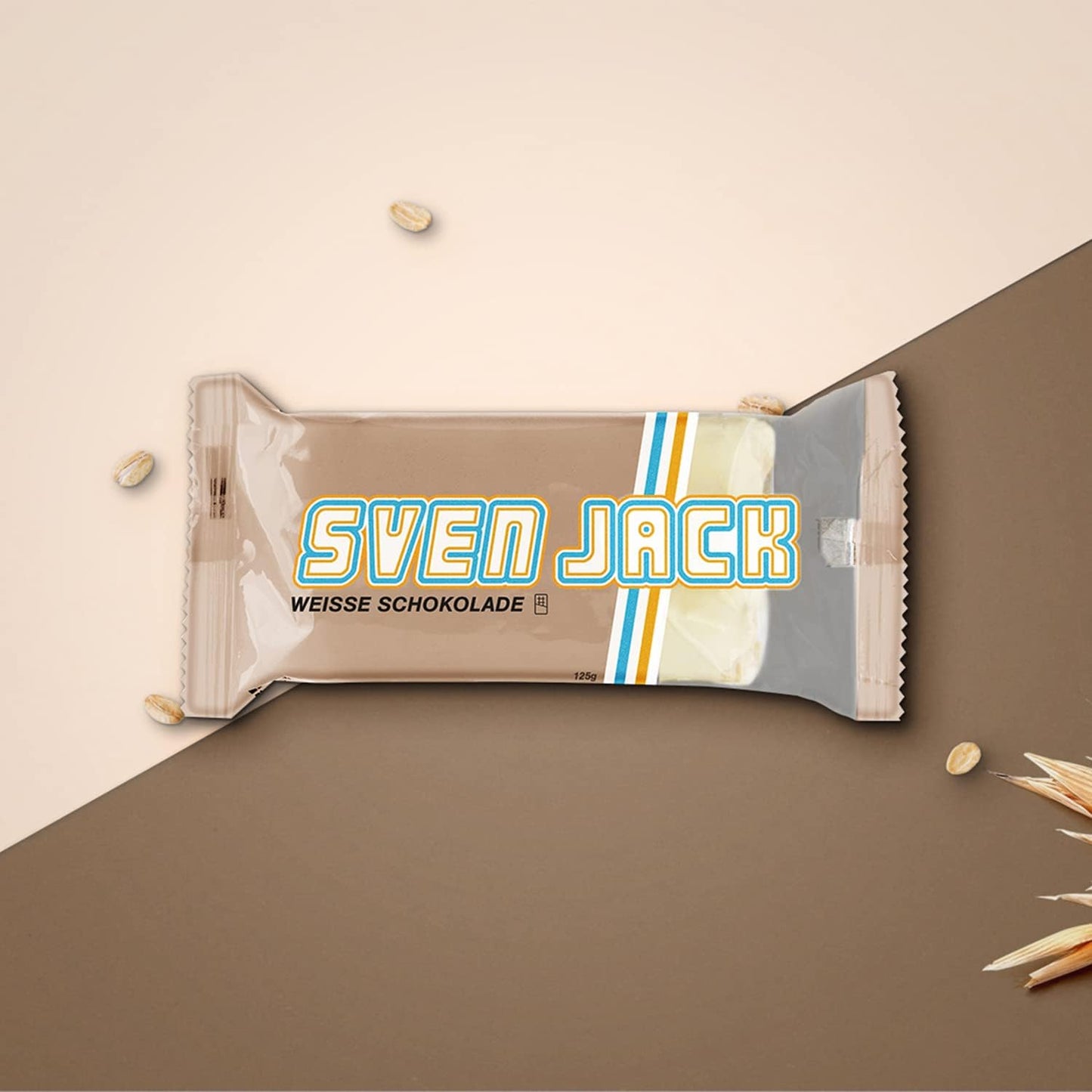 SvenJack 纯素燕麦棒白巧克力 - 24 x 125克 - 高纤维、低糖、无麸质燕麦能量零食,含白巧克力涂层和可可碎