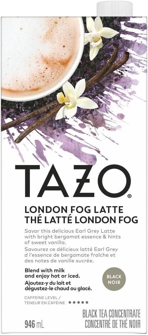 TAZO London Fog Latte 浓缩咖啡 - 946 毫升(1 包),居家咖啡馆体验,奢华浓郁的口味,含咖啡因,可热饮或冰饮
