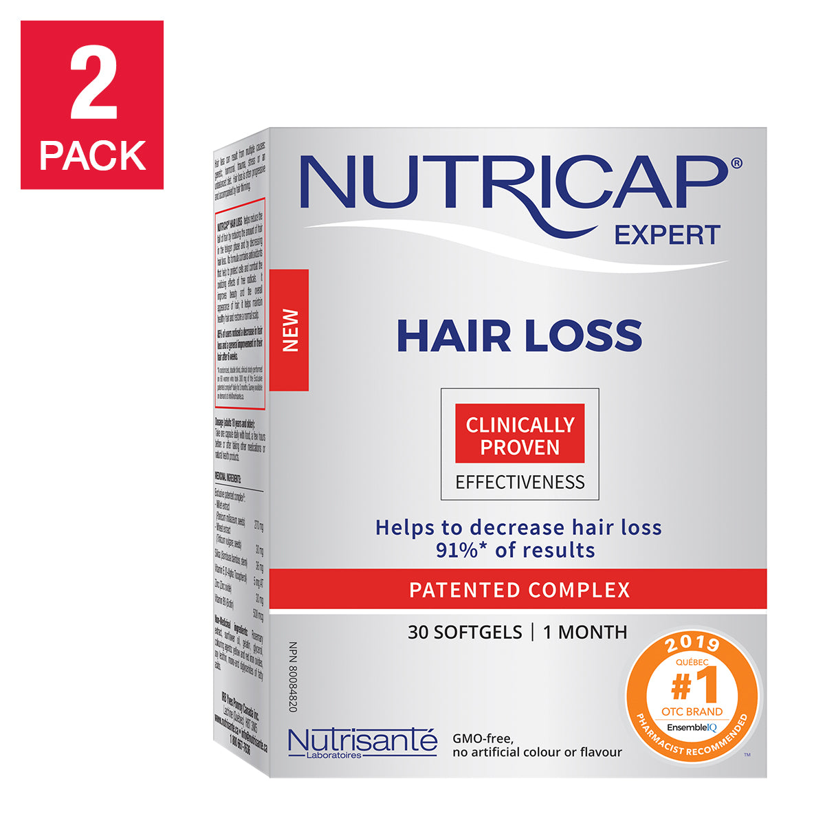 Nutrisanté Nutricap 防脱发软胶囊,30 粒,2 包