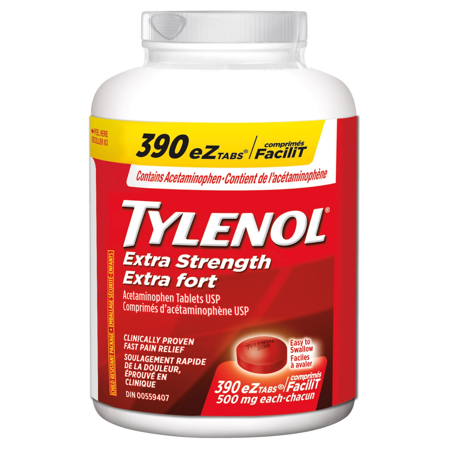 Tylenol Extra Strength 500mg eZtabs - 390 tablets