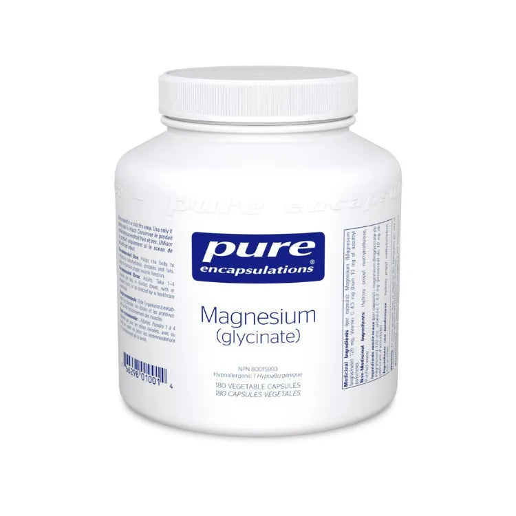 美国Pure Encapsulations甘氨酸镁 180粒 促进正常肌肉功能,支持骨骼健康。