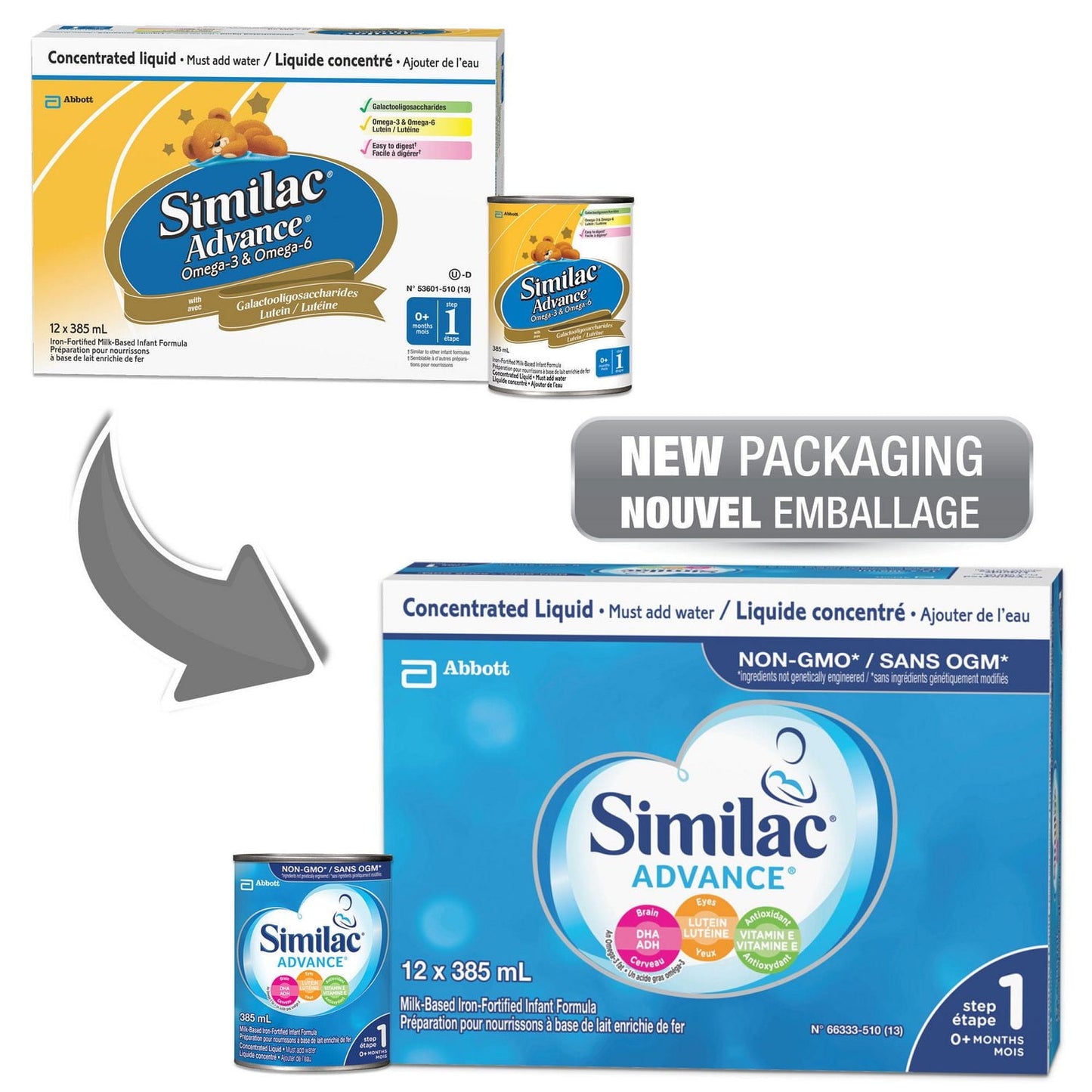Similac Advance Step 1 非基因改造嬰兒配方奶粉,新生兒配方奶粉,0+ 個月,12x385 毫升,12 x 385 毫升