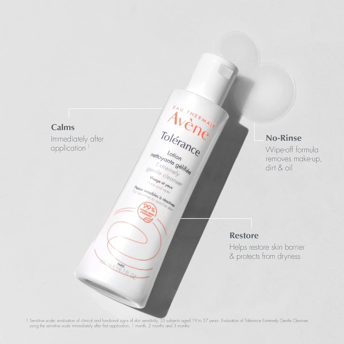 Eau Thermale Avène Tolérance Gel Cleanser Lotion for all types of hypersensitive skin, reactive skin, minimal Ingredients, 400 ml