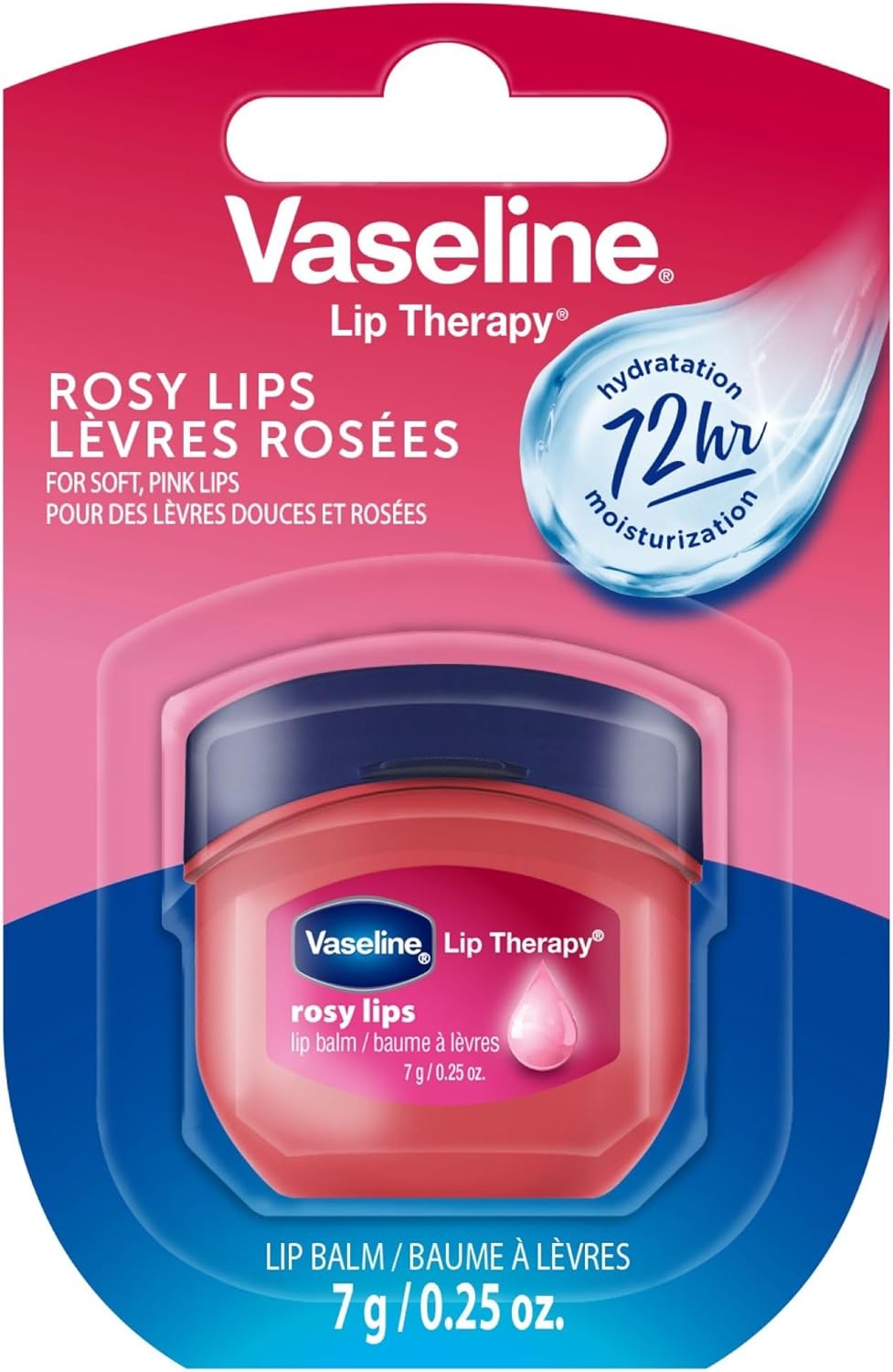 凡士林® 润唇膏® 玫瑰红唇迷你装,持久保湿,带有淡淡的玫瑰香味和颜色。