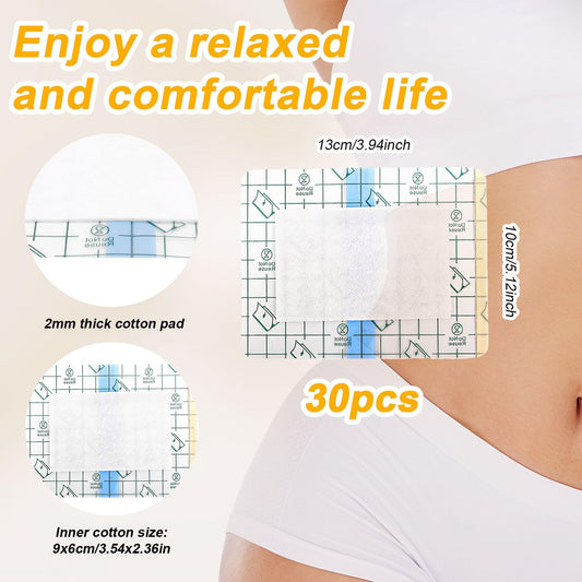 BOXOB 30片装蓖麻油贴,自粘式便携式蓖麻油肚脐贴,防漏吸水棉,居家旅行的完美礼物