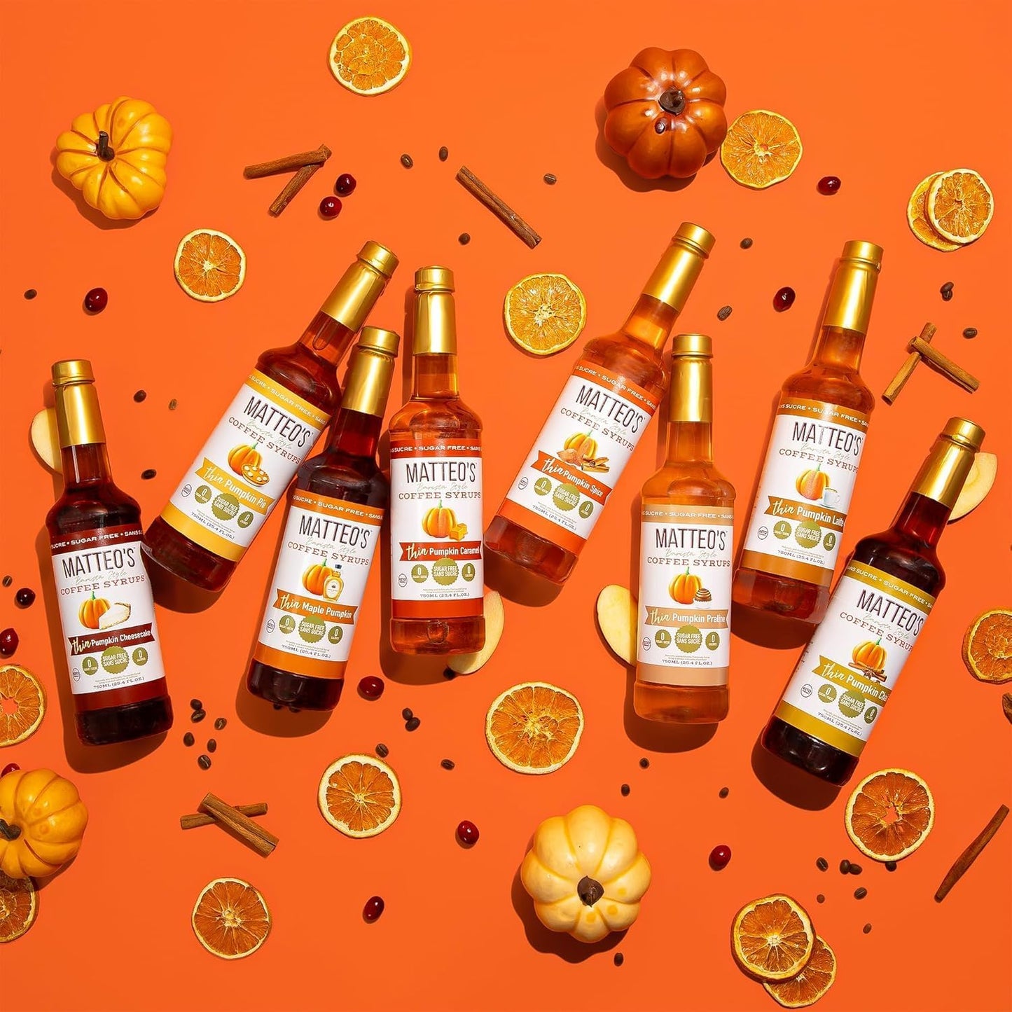 Matteo's Barista Style 无糖咖啡糖浆 - 4 种口味 Harvest 混合装,无卡路里,适合生酮饮食的咖啡糖浆和口味,美味咖啡糖浆,适合居家和工作时饮用的咖啡糖浆 25.4 盎司