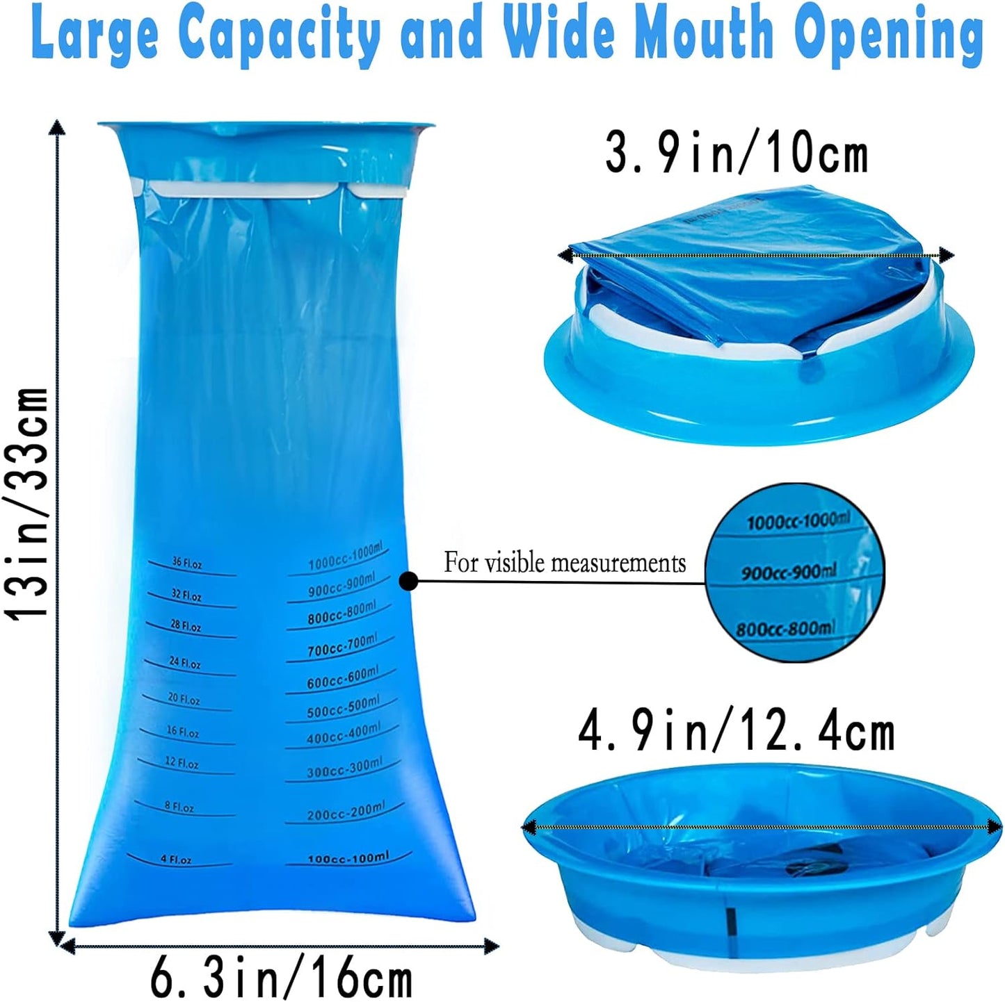 ZCOINS 25pcs Disposable Vomit Bag Medical Sick Bag Travel Sickness Emergency Emesis Bags Blue