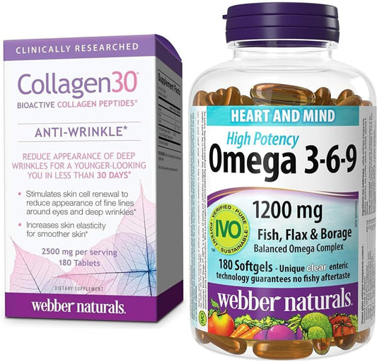 Webber Naturals Collagen30 抗皺精華 + Webber Naturals Omega 3-6-9 魚油套裝