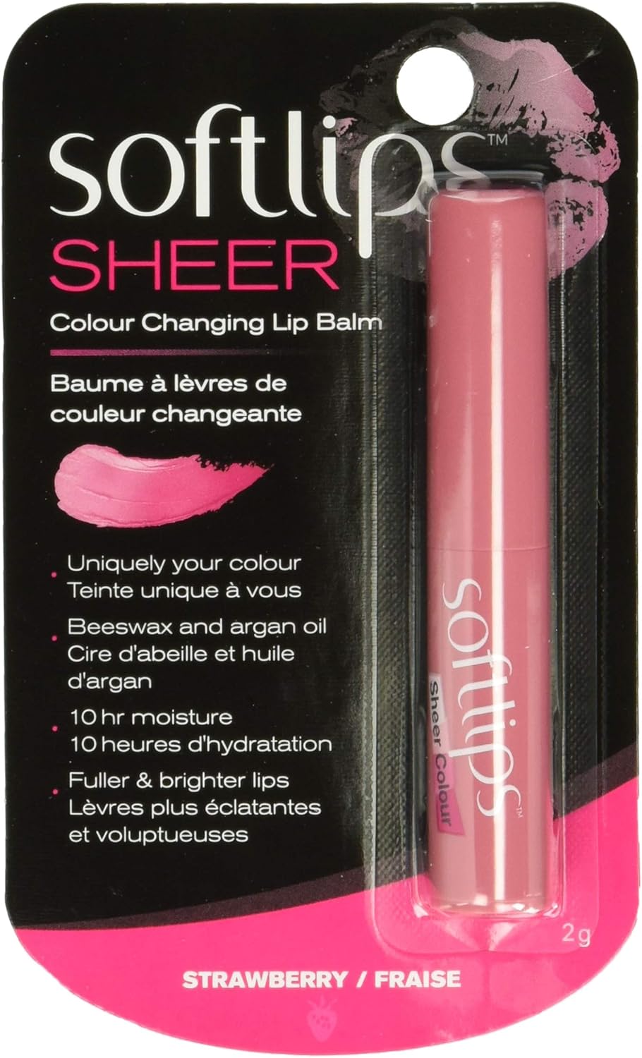 Softlips Sheer Colour Changing Lip Balm Strawberry, Argan Oil and Beeswax, 2g
