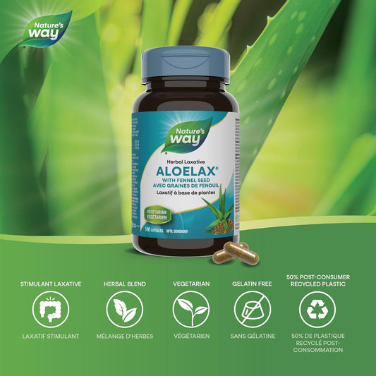 Nature's Way Aloelax Laxative Health Supplement, 100 Count